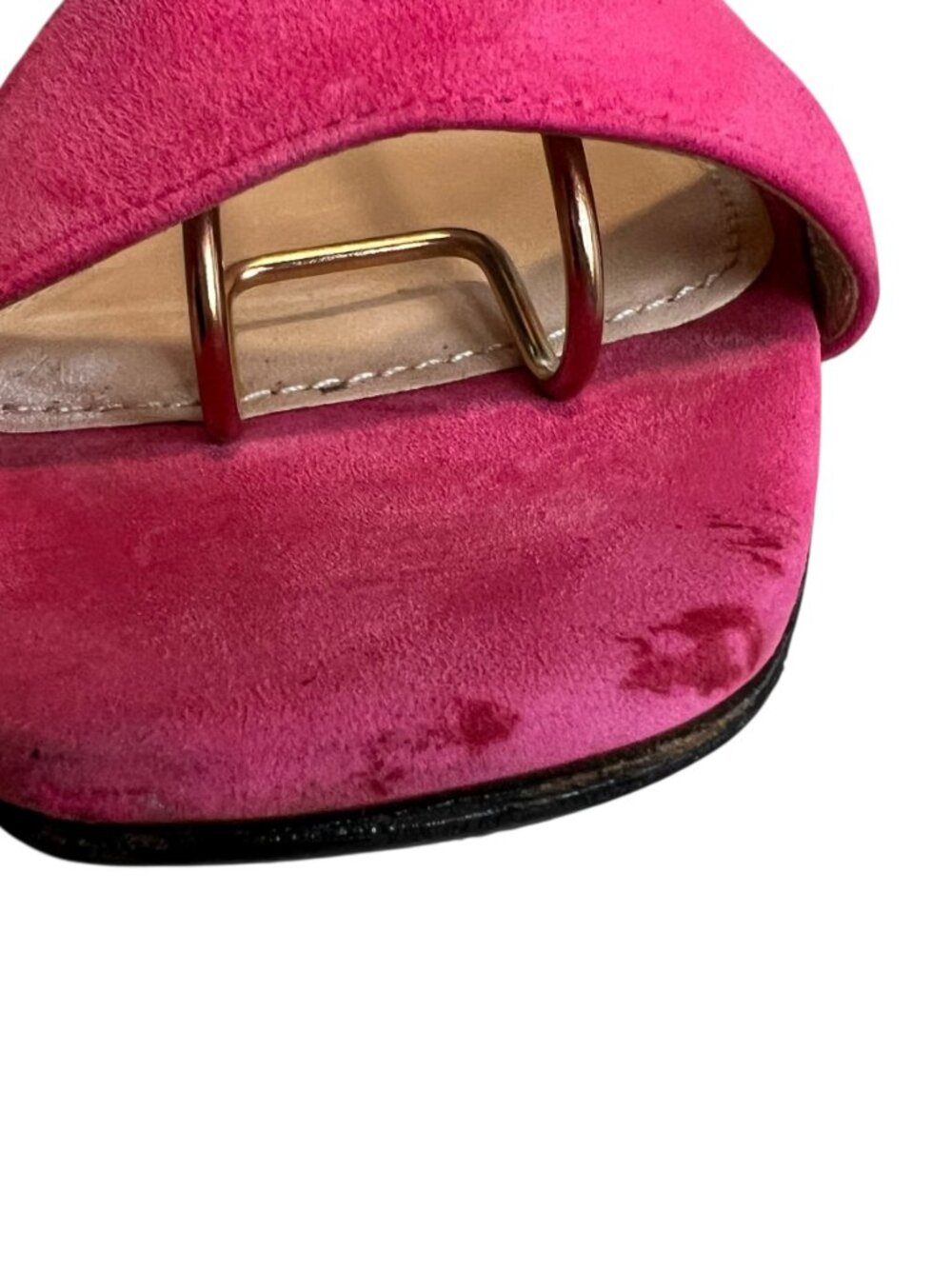 Prada high heel sandals pink suede 37.5 square toe ankle strap - Picture 11 of 15